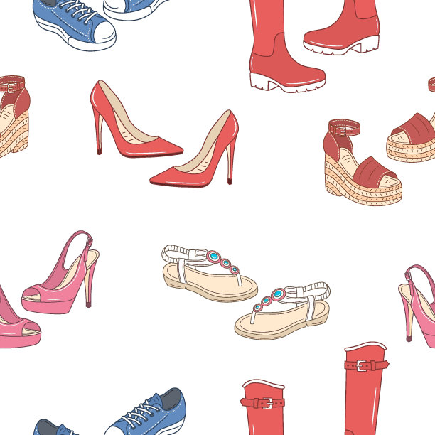 女鞋，矢量无缝图案背景图片下载