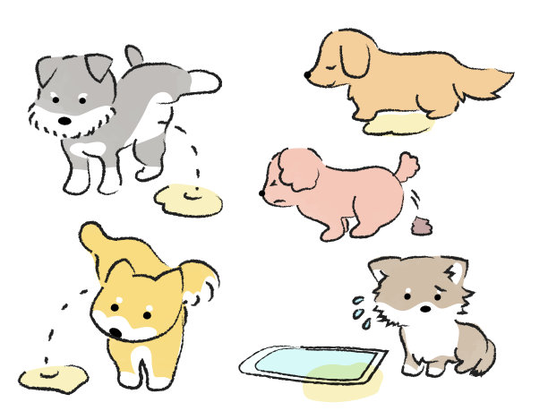 一组狗去厕所的插图图片下载