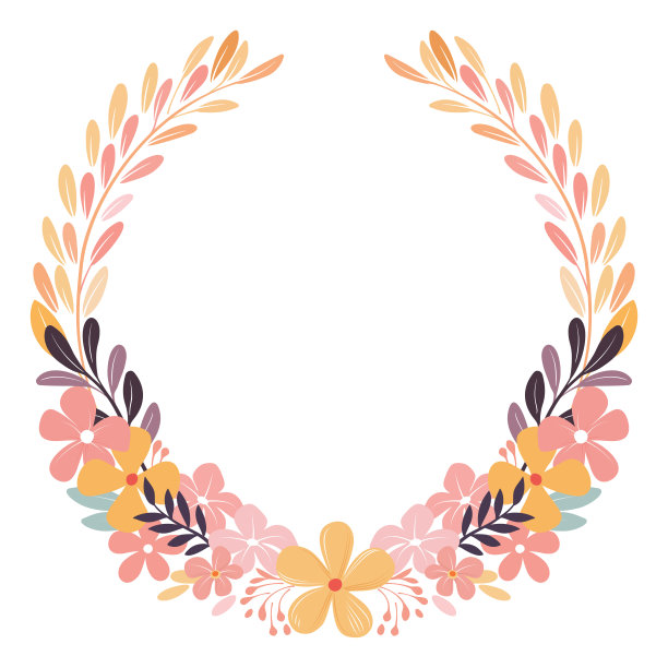 圆花花边框框架花环设计图片下载