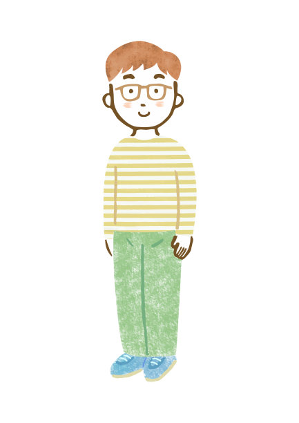 一个20到30岁男性的全身手绘插画。图片下载