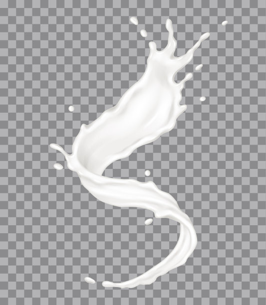 液体奶油条漩涡与滴现实矢量插图图片下载