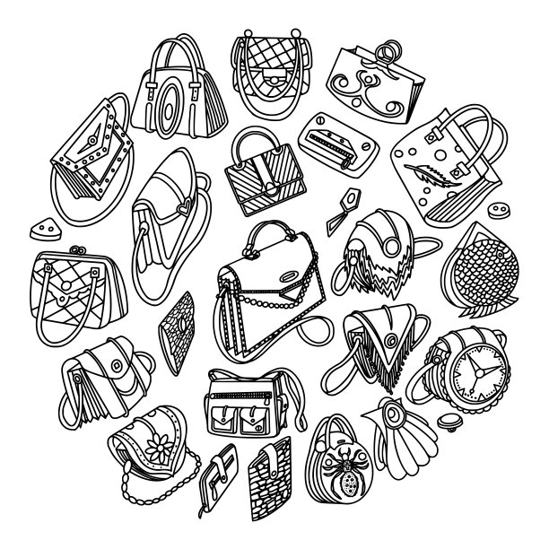 优雅的收集袋，矢量插图时尚的手袋和钱包图片下载