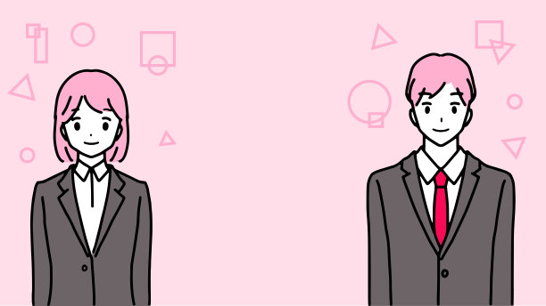 线条画插图的一个年轻的男人和女人在西装图片下载