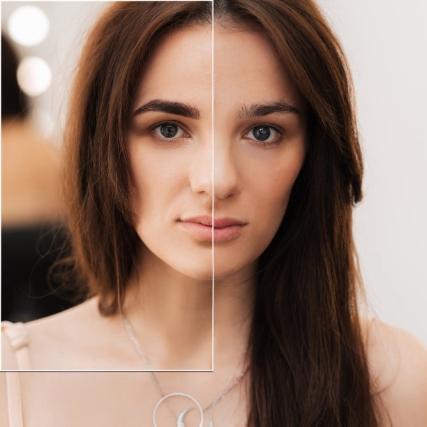 少女眉毛矫正前后对比。之后的照片。图片下载