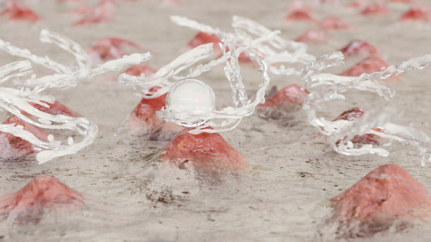 用泡沫面霜、油性皮肤层清洁、堵塞毛孔、洗液或牛奶或水或清洁皮肤污垢去除剂清洁面部痘痘和黑头。深层清洁，3d渲染图片下载