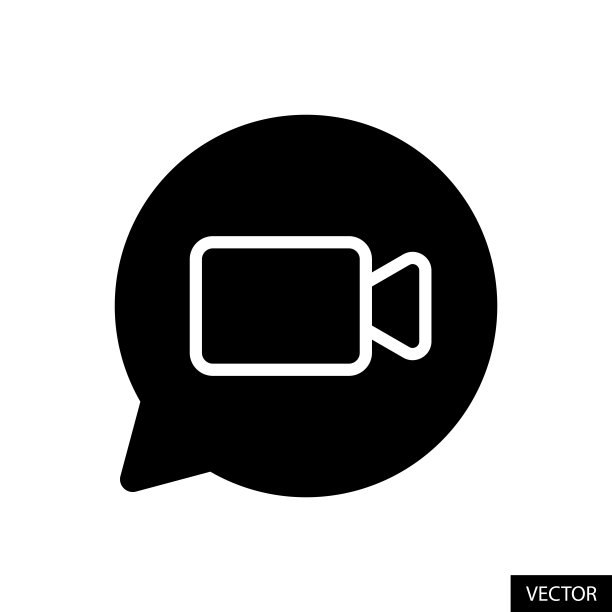 视频聊天，视频通话，视频评论，视频消息矢量图标在象形风格的设计孤立的白色背景。图片下载