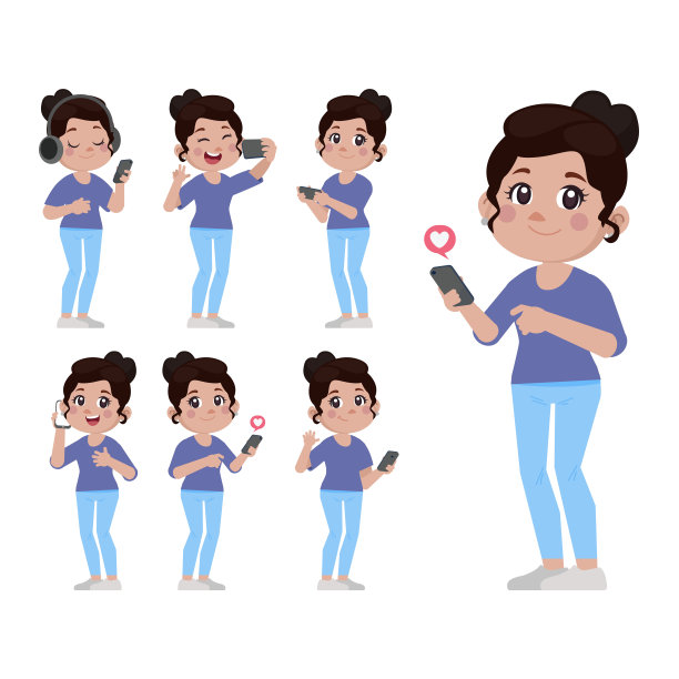 年轻人使用智能手机图片下载