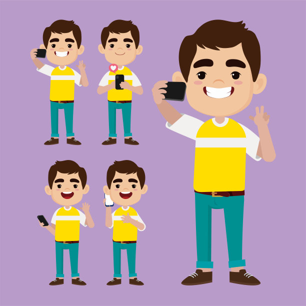 年轻人使用智能手机图片下载