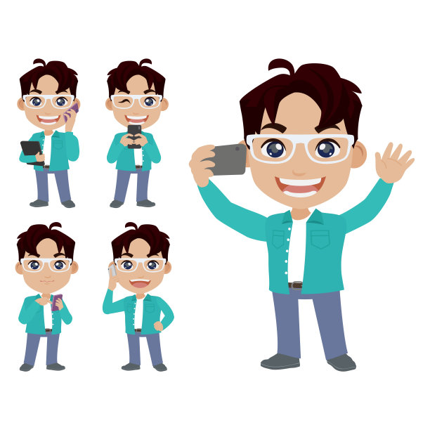 年轻人使用智能手机图片下载