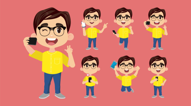 年轻人使用智能手机图片下载