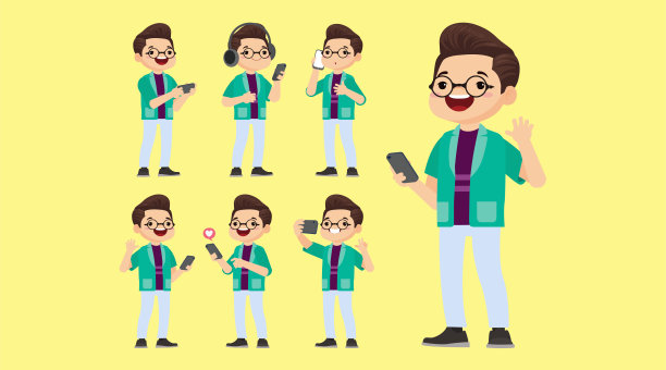 年轻人使用智能手机图片下载