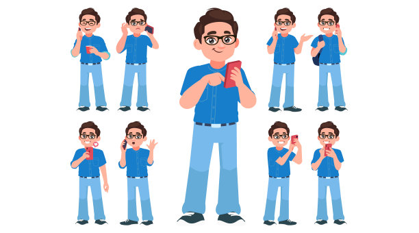 年轻人使用智能手机图片下载