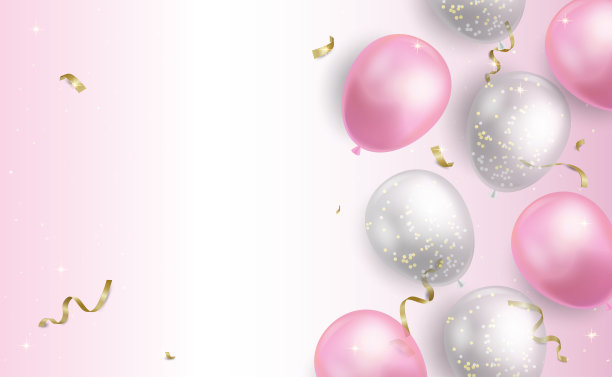 粉红色和透明气球背景设计图片下载