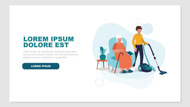 矢量插图的老人需要照顾谁放松地坐在扶手椅上，而护士打扫房子-社会概念图片下载