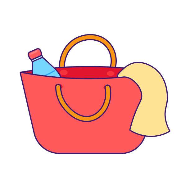 明亮的柳条海滩手提包红色手提袋图片下载