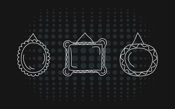 设置简单的线性框架、背景。涂鸦，手绘的文本装饰垂直空白模板集合。祝贺或婚礼相框。矢量布局，空间的文字，照片。图片下载