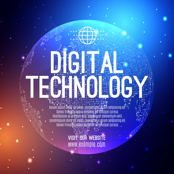 数字科技社交帖子横幅销售模板橙蓝色背景，抽象网络信息传播，创新未来科技数据，互联网网络连接，Ai大数据插画图片下载