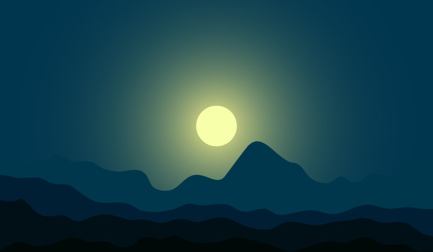 月光下的夜景插画设计图片下载