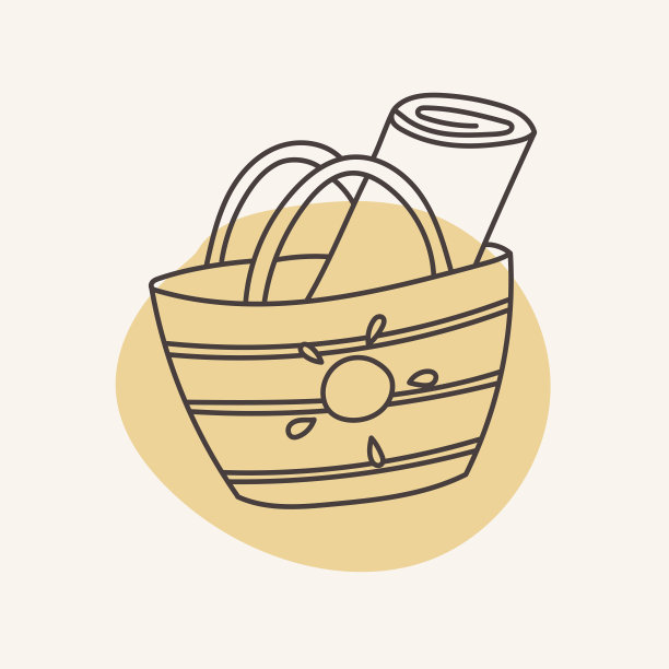 上面有图案的沙滩包。图片下载