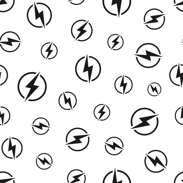 电力——闪电。无缝模式。白色背景的图标图片下载