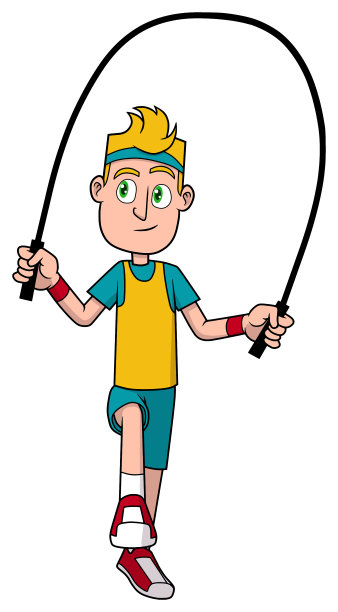 男子跳绳卡通插画图片下载
