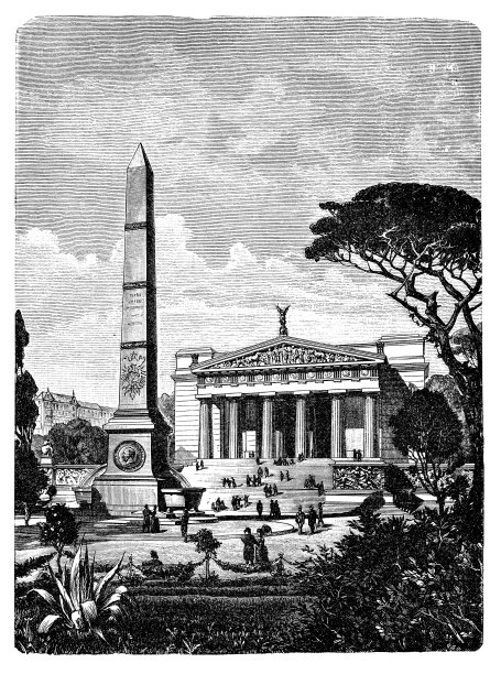 1886年在柏林举行的周年艺术展览。宙斯神庙，佩加蒙祭坛和方尖碑图片下载