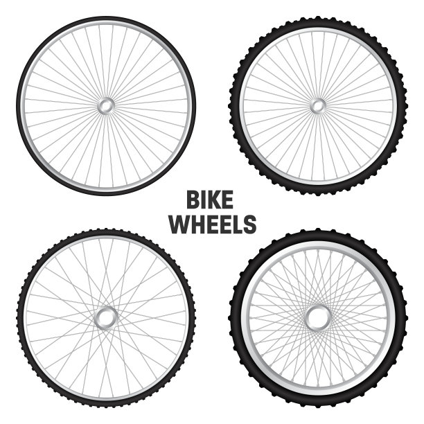 逼真的3d自行车车轮。自行车橡胶轮胎，闪亮的金属辐条和轮辋。健身自行车，旅游，运动，公路和山地自行车。矢量图图片下载