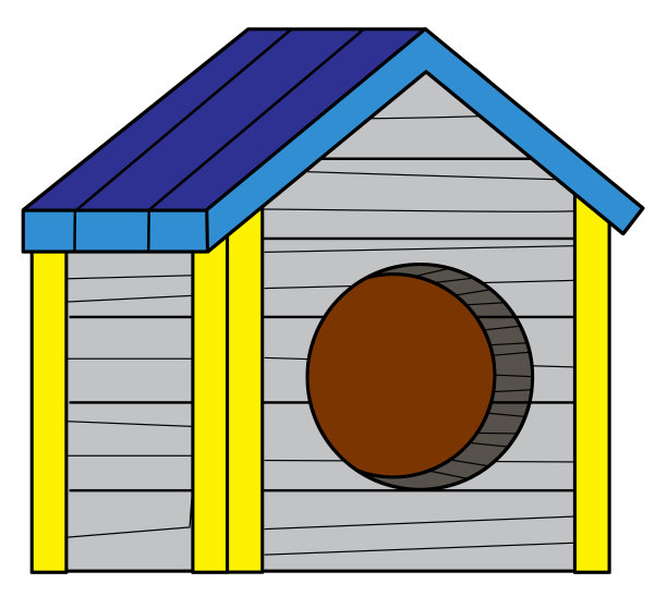 卡通场景与孤立的木制传统狗屋素描着色页绘制狗窝后院孤立的背景插图的孩子图片下载