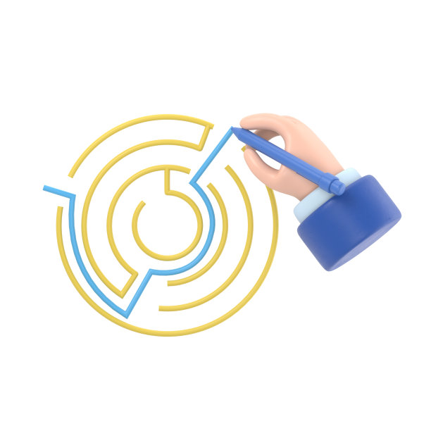 找到出路：逃离圆形迷宫，用笔引路，3D插图扁平设计，成功的商业解决方案，解决问题，白色背景上的3D渲染图片下载