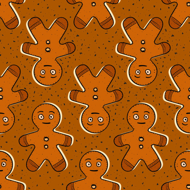无缝重复图案的姜饼人的数字图片下载