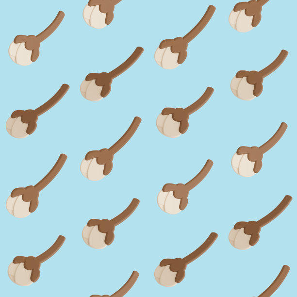 一个无缝模式的苹果开花萌芽在一个光滑的形状花卉概念的蓝色背景，3D插图图片下载