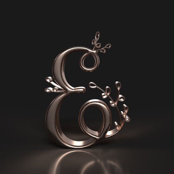 字母E和植物叶子图片下载