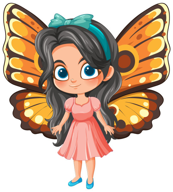 长着蝴蝶翅膀的卡通女孩图片下载