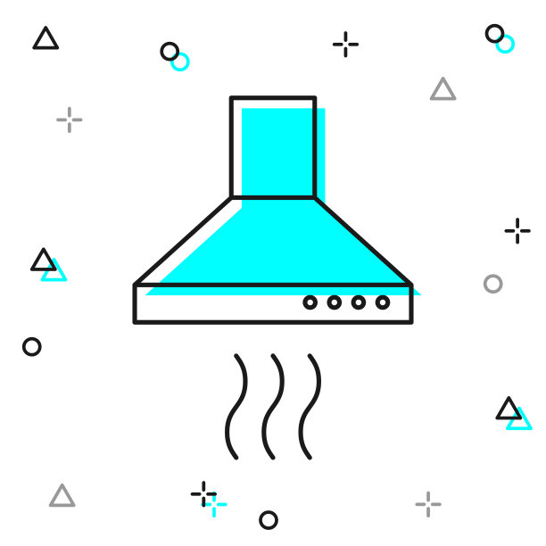 厨房罩。白色背景上的线图标图片下载