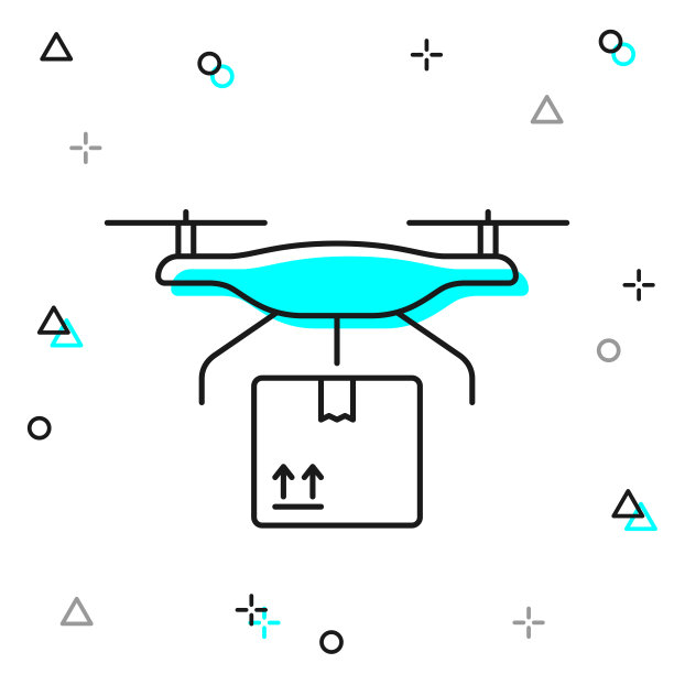 无人驾驶飞机交付。白色背景上的线图标图片下载