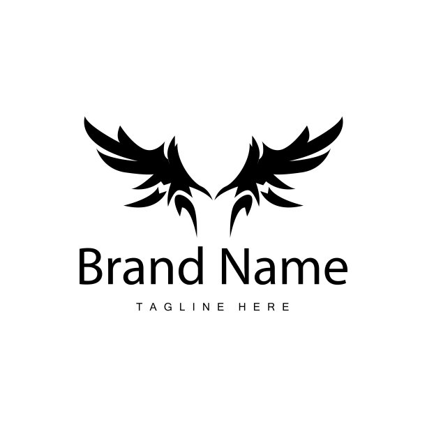 翅膀标志设计，矢量鹰猎鹰翅膀，美丽飞翔的鸟，插图符号图片下载