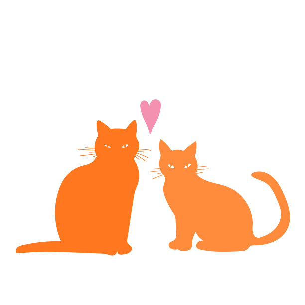 两只小心脏的猫。图片下载