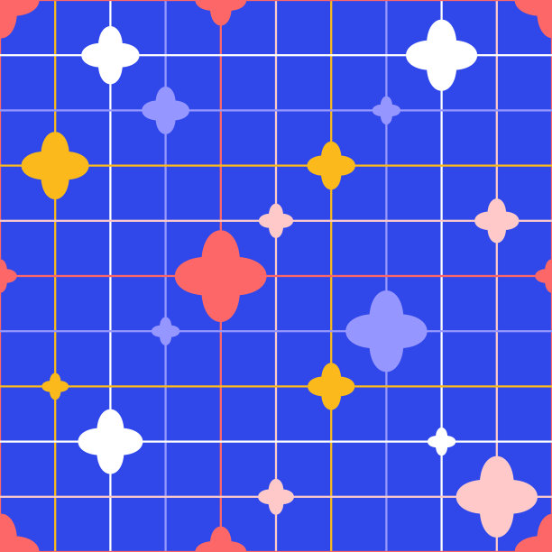 抽象的无缝几何图案与四翼和网格在卡通风格。图片下载