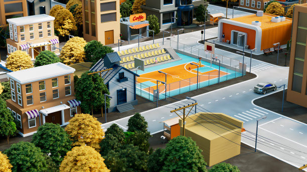 3 d渲染。低聚城市景观图片下载