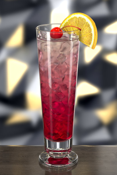 玻璃吊带鸡尾酒在木桌对着墙壁与聚光灯。酒吧的主题。3 d渲染。图片下载