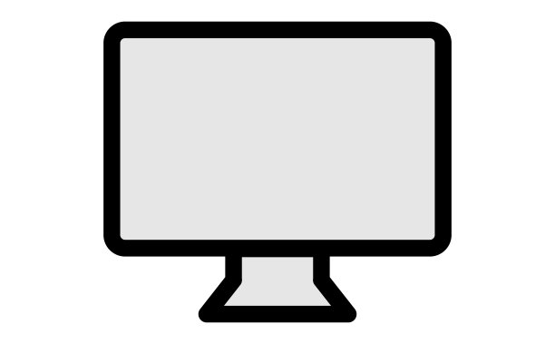 桌面电脑显示器线条绘制图标图片下载