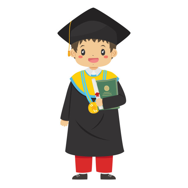 毕业印尼小学生男生性格向量图片下载