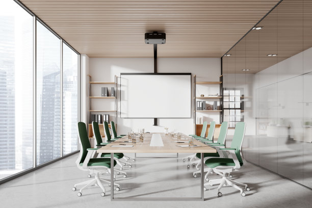 办公会议室内部设有投影屏、全景窗图片下载