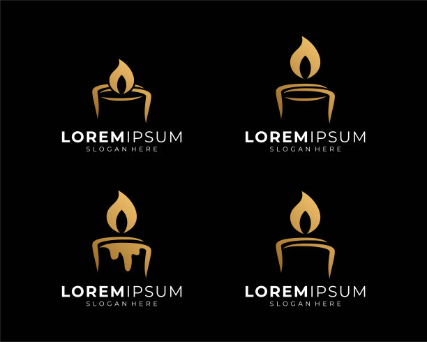 集蜡烛光蜡燃烧火焰火焰明亮发光最小豪华矢量设计插图图片下载