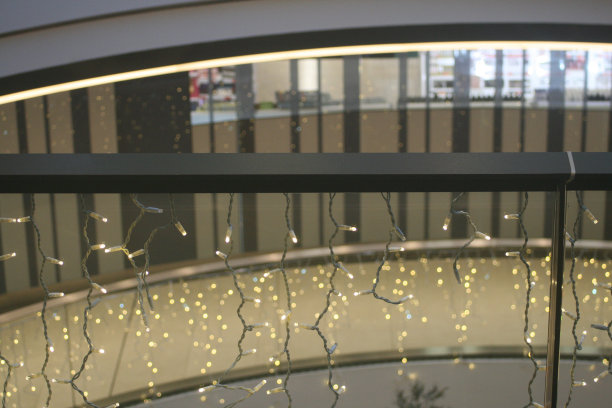 栏杆上的节日彩灯图片下载