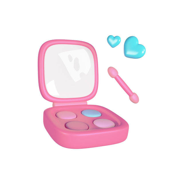 3D粉红色渲染眼影板插图图片下载