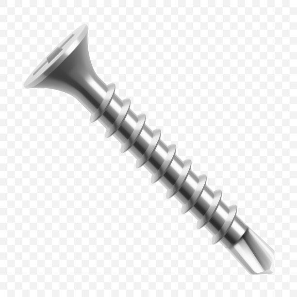 金属自攻螺钉隔离在透明背景。逼真的三维矢量插图图片下载
