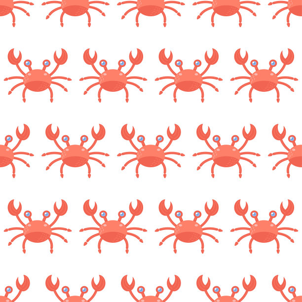 无缝图案与可爱的红蟹图片下载