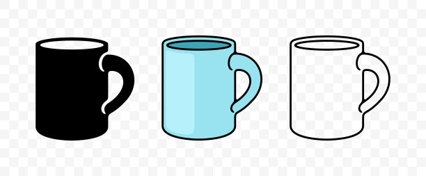 杯杯、马克杯、餐具、餐具、平面设计。盘子，陶器，厨房和美食，矢量设计和插图图片下载