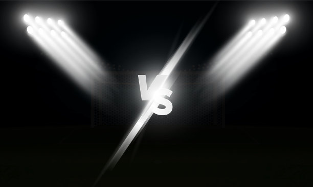 足球场与明亮的体育场灯光设计矢量照明图片下载